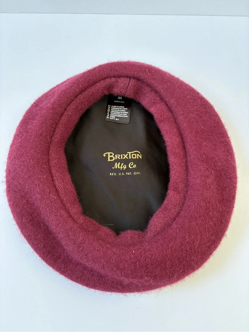 Brixton Beret 100% Wool Dark Red Burgundy Hat M Academia Clueless Teacher Artsy